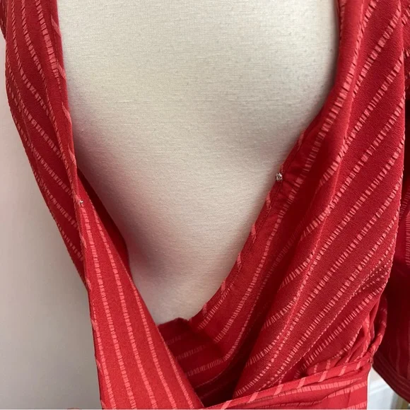 BCBGMAXAZRIA Long Sleeve Wrap Top in Venetian Red - Picture 6 of 8